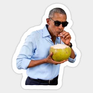 Obama Sipping on a Coconut Sticker